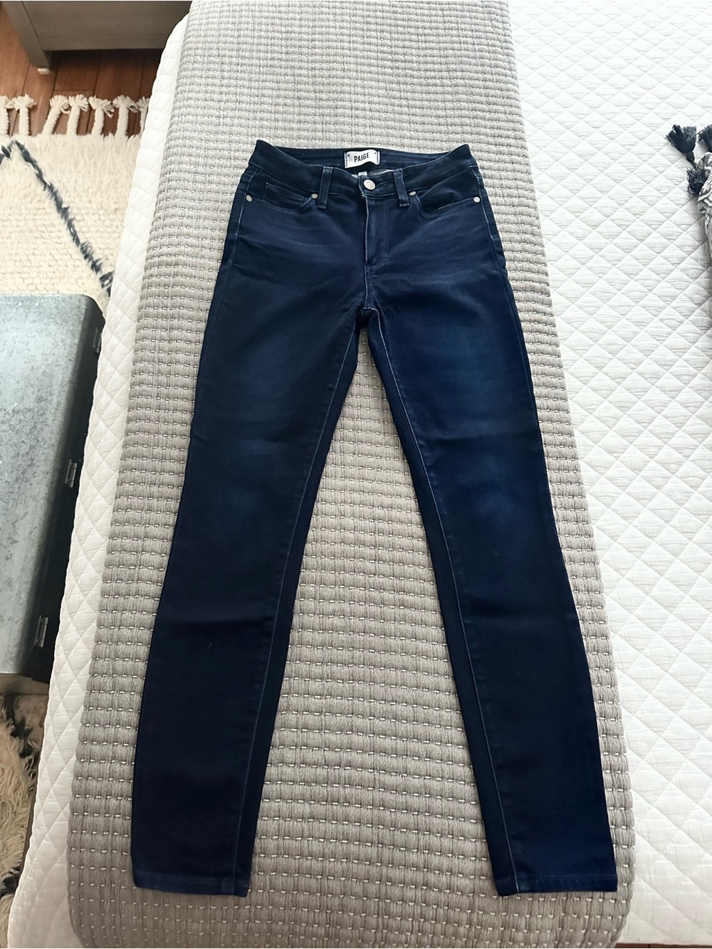 PAIGE Dark Navy High-Rise Skinny Jeans